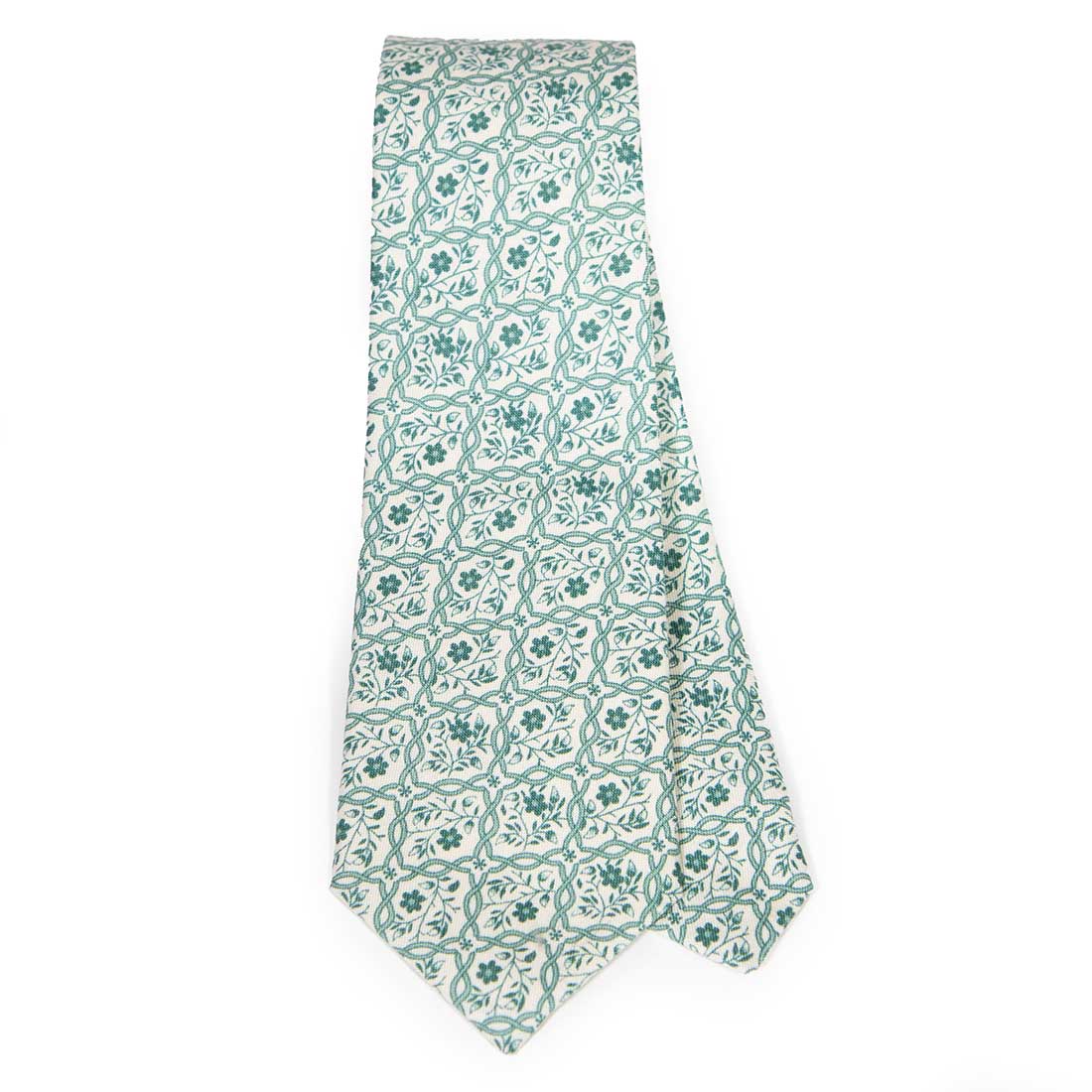 1940s Mini Emerald Floral Necktie