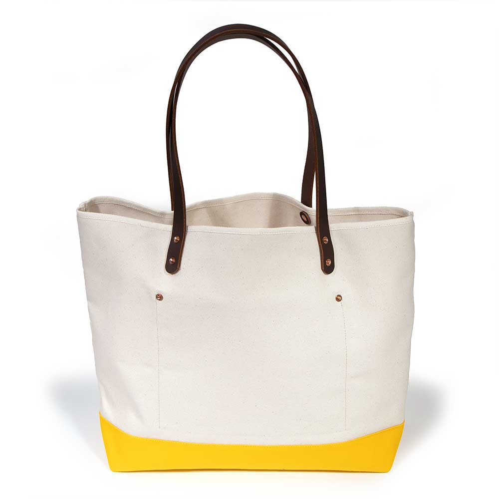 All Day Canvas Bucket Tote-Natural/Solar Yellow