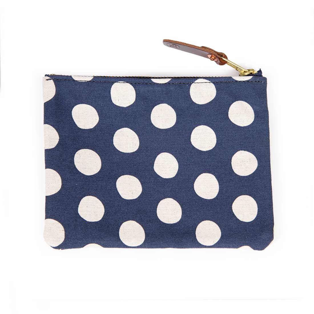 Navy Dot & Stripe Zipper Pouch