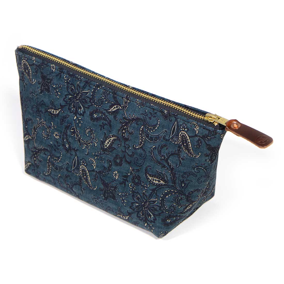 Dark Indigo Paisley Travel Clutch