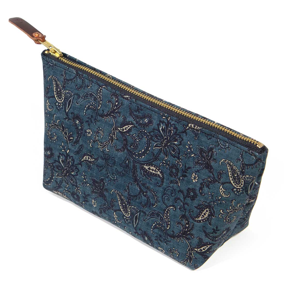 Dark Indigo Paisley Travel Clutch